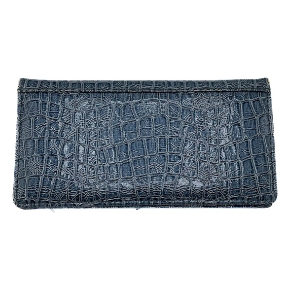 KENNETH COLE REACTION reptile look textured light blue wallet - Picture 2 of 16